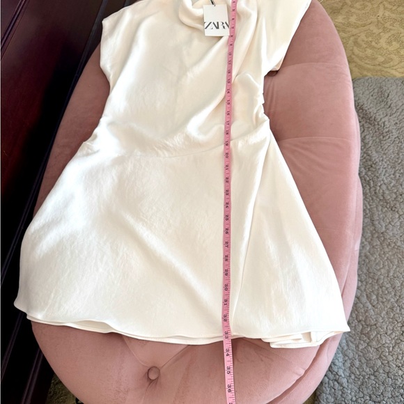 NWT Zara White Ivory Drape Dress Size Small 2157/229/712/S - Picture 7 of 11